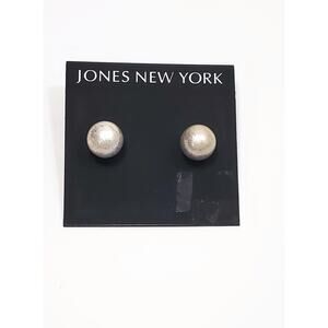Jones New York Silver Tone Textured Heavy Ball Stud Earrings